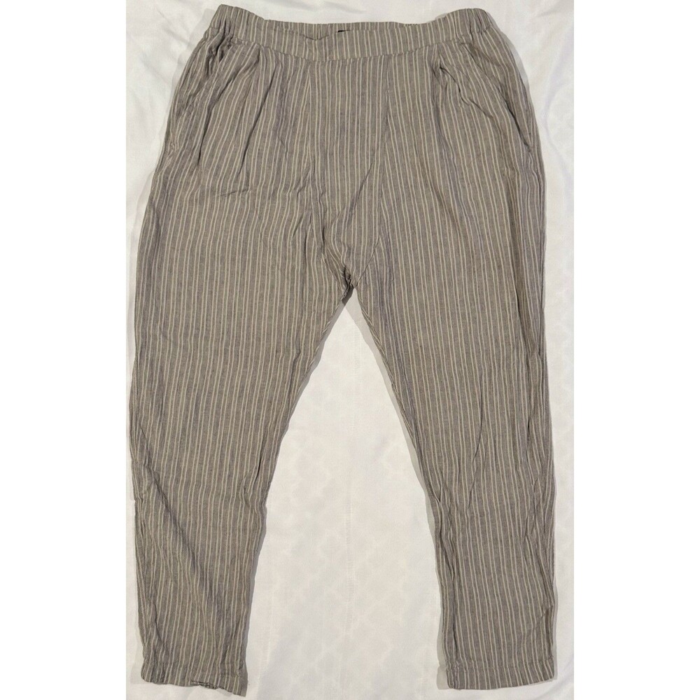Vintage BDG Y2K Paper Bag Pants Tapered Leg Beige Tan Striped Women M EUC Grunge